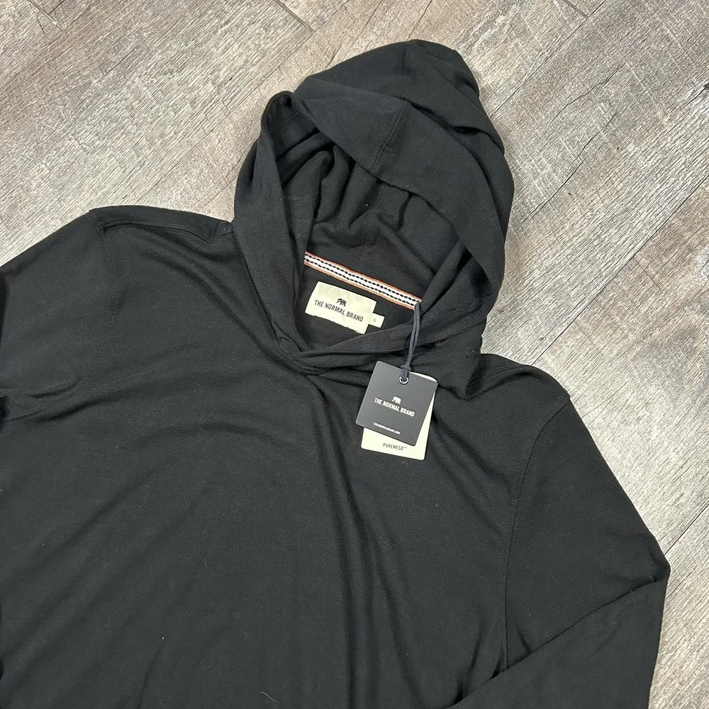 The Normal Brand Hoodie Mens Large Black Puremeso Pullover Long Sleeve New